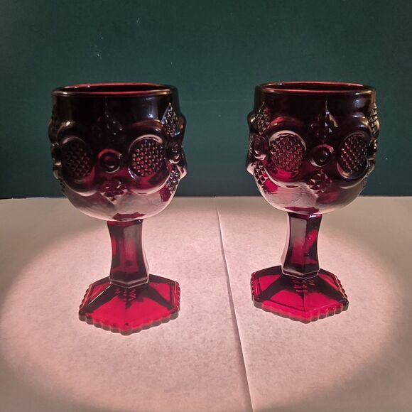 2 Avon 1876 Cape Cod Ruby Red Collection Goblet / Altar Chalice 4 0z Capacity - Picture 1 of 4